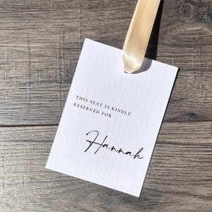 Personalised Reserved Seat Tag for Wedding / Seat and Row Sign with Ribbon