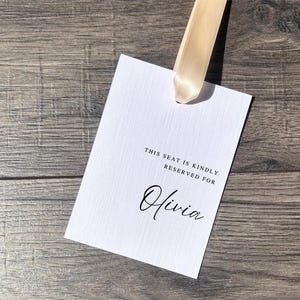 Personalised Reserved Seat Tag for Wedding / Seat and Row Sign with Ribbon
