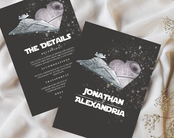 Sci Fi Wedding Details Card Template, Editable Nerdy Wedding Detail Cards, Printable Wedding Template, DIY Wedding Details Cards