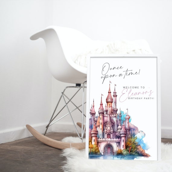 Editable Princess Castle Birthday Welcome Sign Template | Customizable Fairy Tale Party Décor | DIY Printable Signs Decor, Any Age Banner