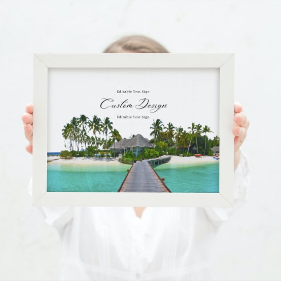 Maldives Islands Wedding Welcome Sign Template, Tropical Beach Skyline Bachelorette Backdrop, Printable Ocean Banner, #MLDV
