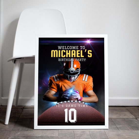 Editable Football Birthday Welcome Sign Template, DIY Printable Decor for Sports Party | Editable Football Event Sign, Instant Download
