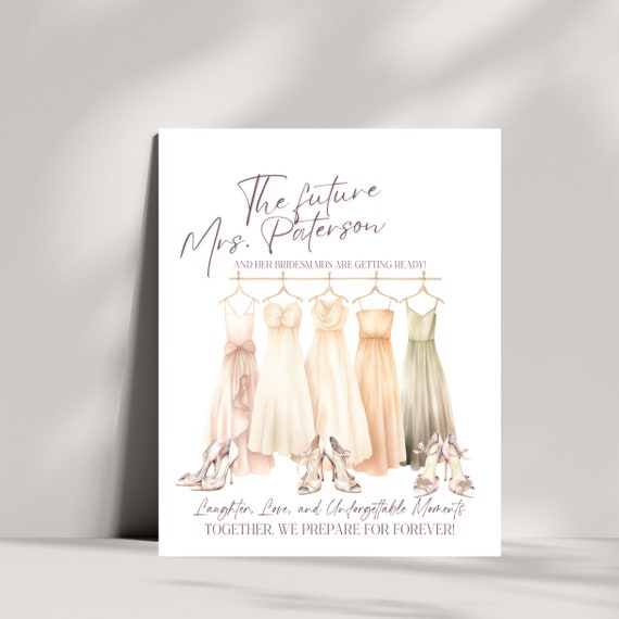 Custom Bridal Suite Sign - Personalized Wedding Decor with Hanging Dresses Design - Bride & Bridesmaids Gift - Elegant Wedding Day Signage
