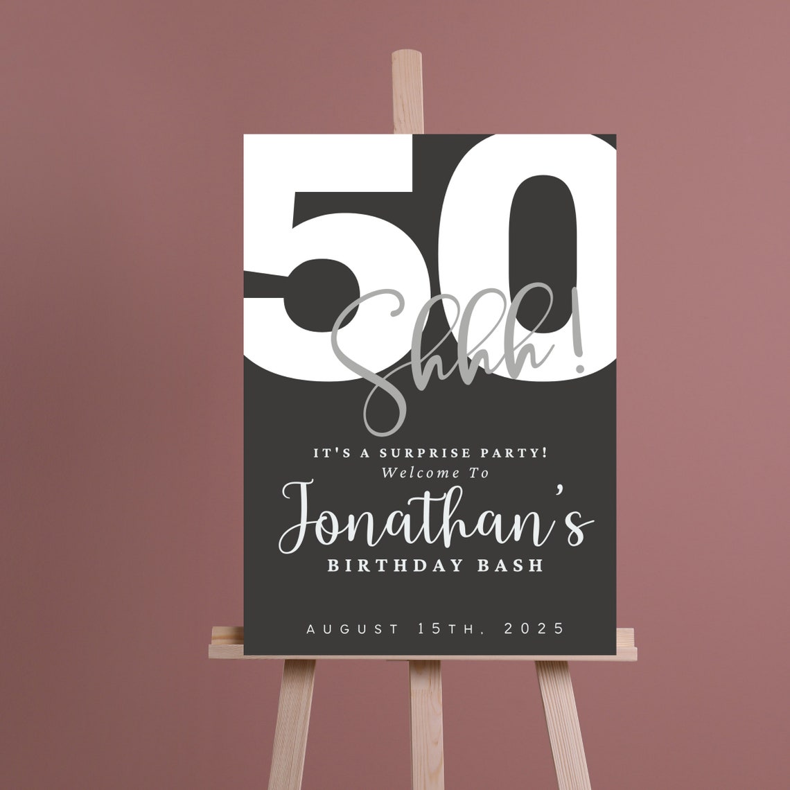 Surprose Signs Surprise Birthday Party Welcome Sign Template, Shhh... Its a Surprise ...
