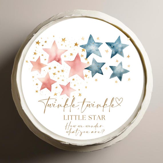 Twinkle Twinkle Little Star Gender Reveal Burn Away Cake Topper – Smoke & Flame Reveal, Boy or Girl Party Decoration, Unique Gender Reveal