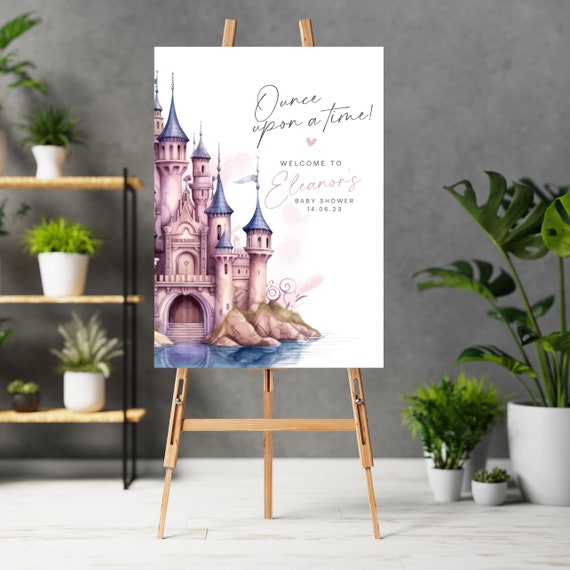 Customizable Princess Castle Baby Shower Welcome Sign Template | Fairy Tale Party Décor | DIY Printable Signs, Once Upon a Time Banner