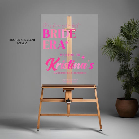 Bride Era Retro Welcome Sign - Editable Bachelorette Party Poster, Bride to Be Decor, Retro Bridal Shower 70s-Inspired Wedding Acrylic Sign