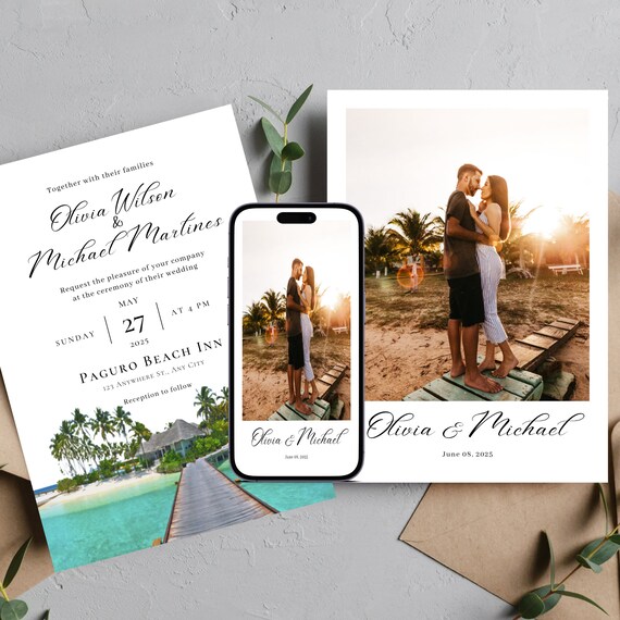 Maldives Island Bachelorette Invitation Template, Maldives Bachelorette Itinerary, Printable Tropical Beach Skyline Weekend Invite, #MLDV