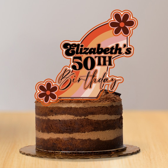 Personalized 70s Retro Birthday Cake Topper - Groovy Theme - Handcrafted Party Décor for Birthdays & Anniversaries