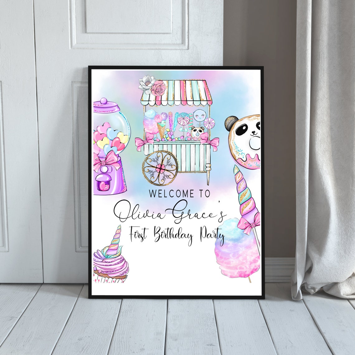 Sweet One Birthday Welcome Sign, Candy First Birthday Banner, Cotton ...
