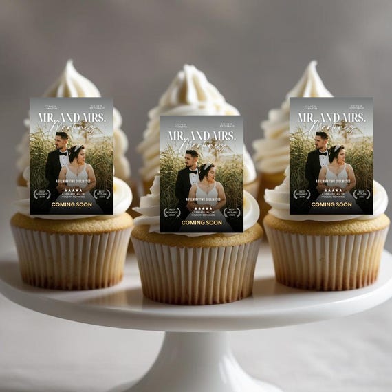 Movie Theme Cupcake Toppers, Cinematic Party Decor Hollywood Premiere Dessert Decor, Personalized Film Star Cupcake Wedding, Birthdays