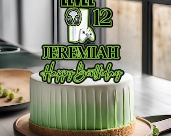 Editable Gaming Birthday Cake Topper | Personalized Gamer Party Decor | Custom Video Game Theme Cake Topper
