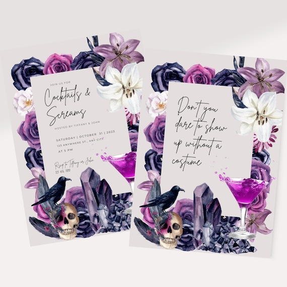 Halloween Party Invitation Template, Horror Printable Invitations, Gothic Costume Party Invite, Custom Editable Spooky Invites