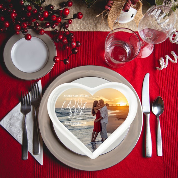 Customizable Printable Charger Plate Insert: Personalized Photo Centerpiece or Thank You Photo Insert - Heart-Shaped Design