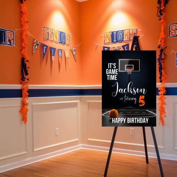 Basketball Birthday Welcome Sign | Personalized Basketball Party Sign | Custom Sports Birthday Decor | Slam Dunk Birthday Poster