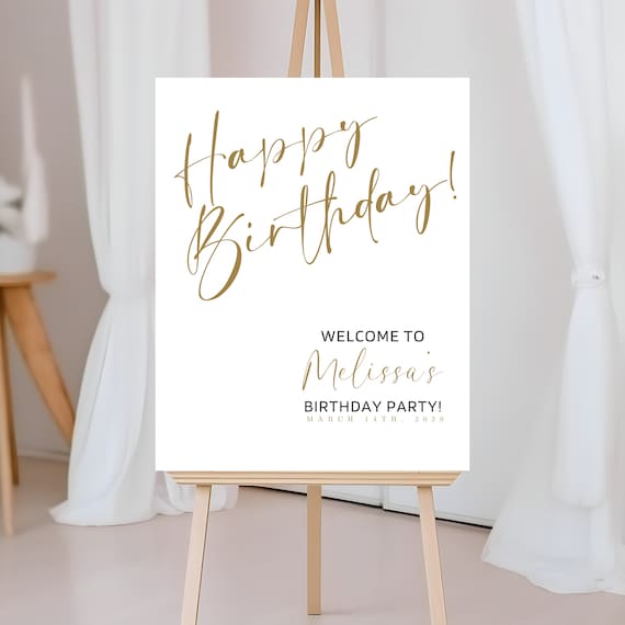 Customizable Happy Birthday Welcome Sign Template - Editable DIY Party Décor for Personalized Celebrations, Digital and Print Options