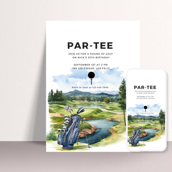 Customizable Golf Birthday Invitation Template, Editable Let's Par Tee Invitations Golf Bday Invite, Golf Party, Printable or Digital Invite