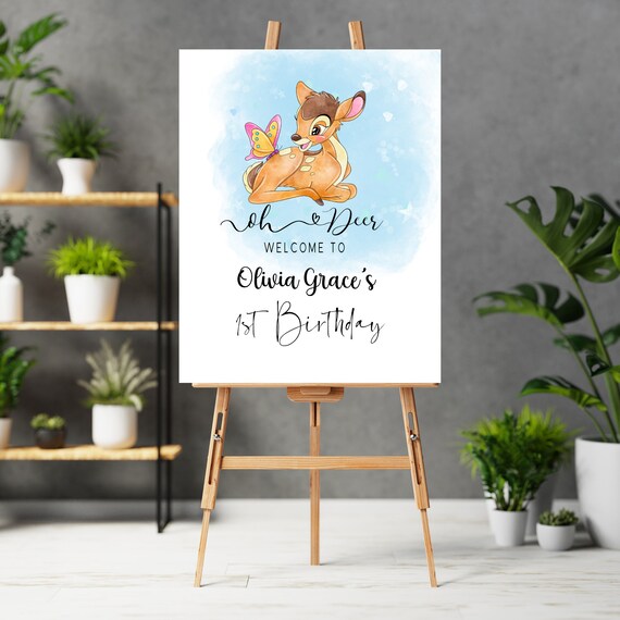 Printable Blue Oh Deer Birthday Welcome Sign, Editable Deer Birthday Banner, Boys Deer Themed Template, Print and Digital, #ODB