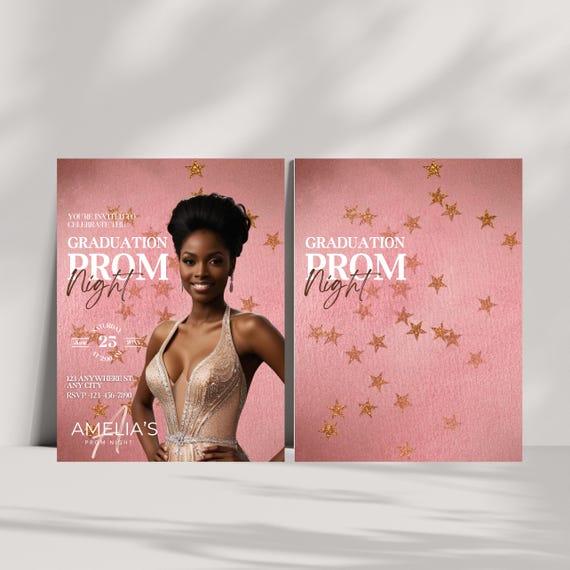 Rose Gold Prom Graduation Photo Invitation | Editable Instant Download | Custom Graduation Party Invite | Elegant Prom Invite