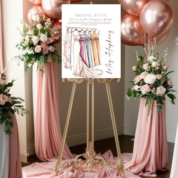 Editable Bridal Suite Sign - Watercolor Bride & Bridesmaid Dresses, Getting Ready Room Decor, Wedding Day Sign, Bridal Party Welcome Sign