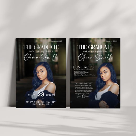 Graduation Photo Invitation 2025 | Fun Facts & Exclusive Graduate Shoutout | Custom Grad Party Invite | Personalized Graduation Announcement