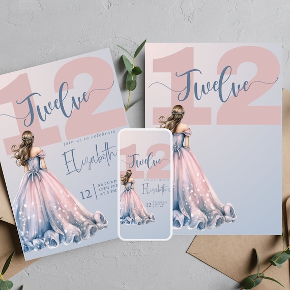 Princess Birthday Invitation, Fairy Tale Birthday Party, Kids Birthday Card, Magical Celebration, Personalized Invite, Any Age Template