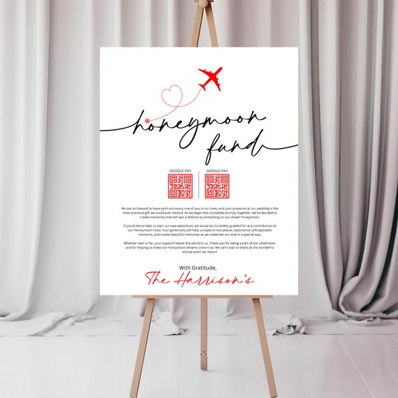Honeymoon Fund Sign | Wedding Gift | Custom Honeymoon Fund | Wedding Reception Decor | Personalized Wedding Fund | Wedding Money Foam Board