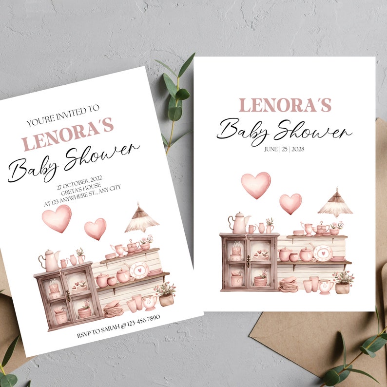 Personalized Pink Baby Shower Invitation, Custom Pink Party Invite