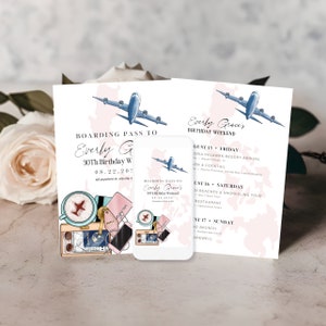 Customizable Travel Weekend Invitation Getaways: Personalized Birthday Itinerary, Vacation Weekend Invite, Printable Destination Details