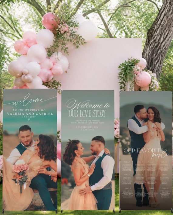 Wedding Seating Chart Banner with Stand, Custom Photo Guest List Sign, Reception Table Plan Display, Personalized Wedding Decor
