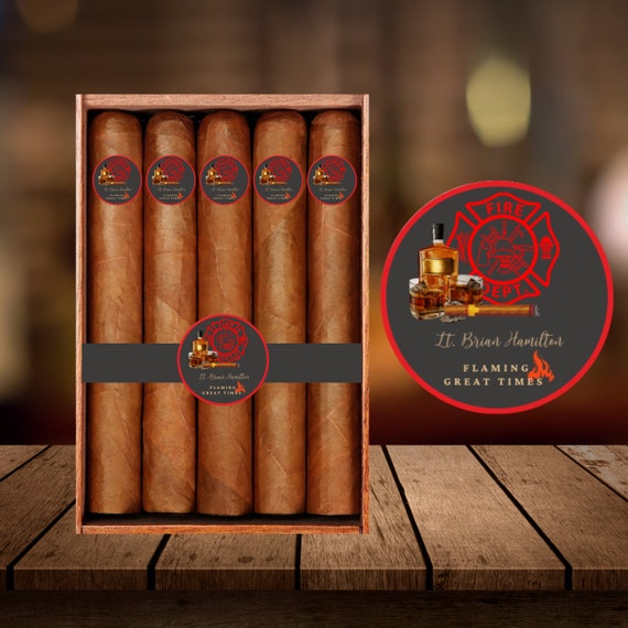 Adult Whiskey and Cigar Retirement Cigar Label, Editable Firefighter Cigar Labels, Printable Retirement Template, Instant Download