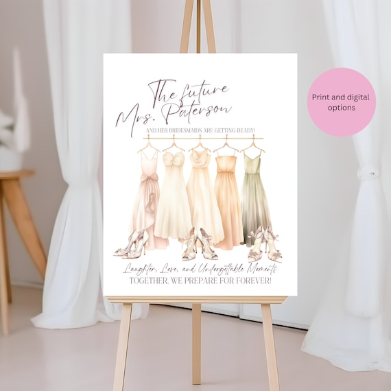 Custom Bridal Suite Sign - Personalized Wedding Decor with Hanging Dresses Design - Bride & Bridesmaids Gift - Elegant Wedding Day Signage