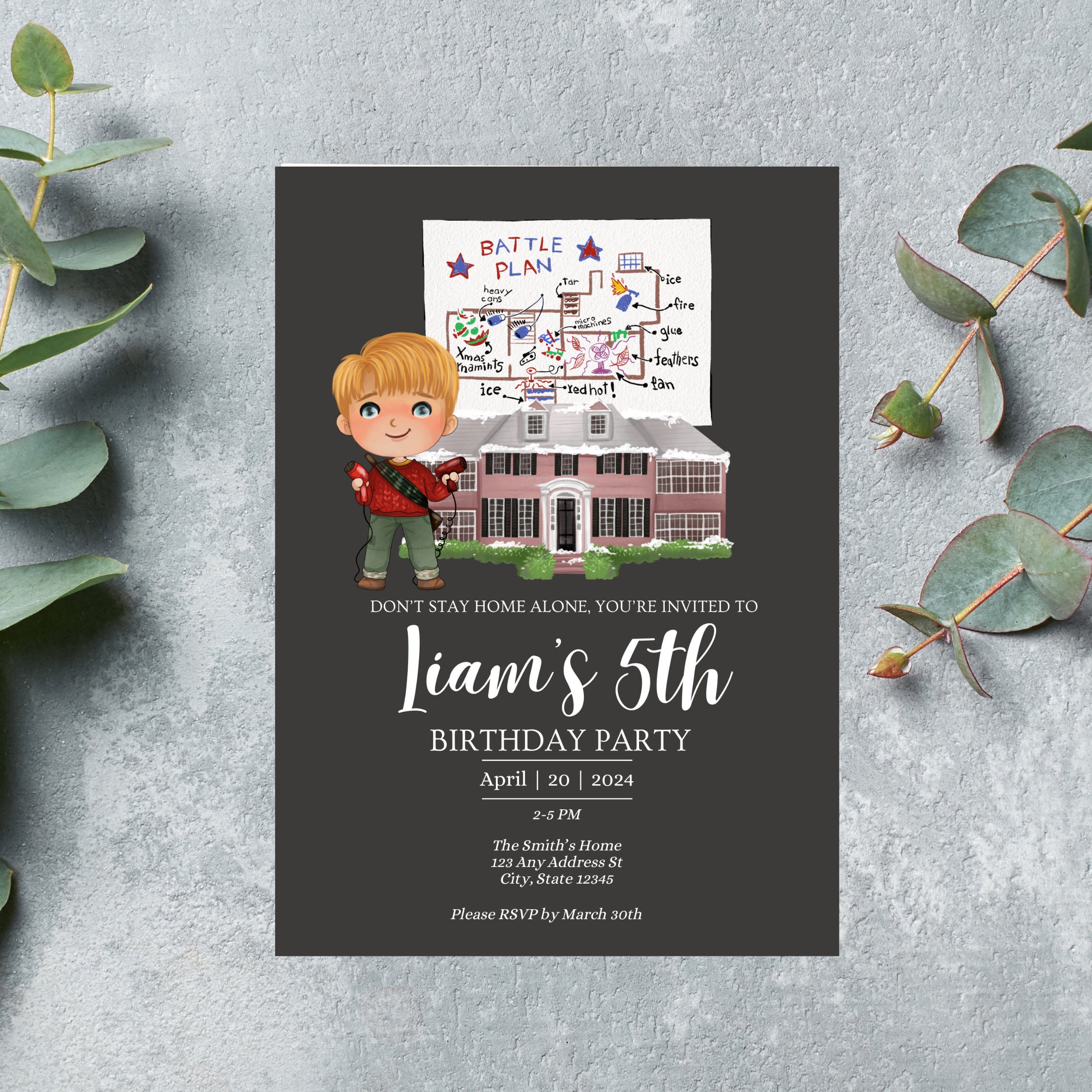 Home Alone Birthday Party Invitation Template, Editable Battle Plan ...