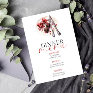 Customizable Valentine's Dinner Menu Template | Editable Romantic ...