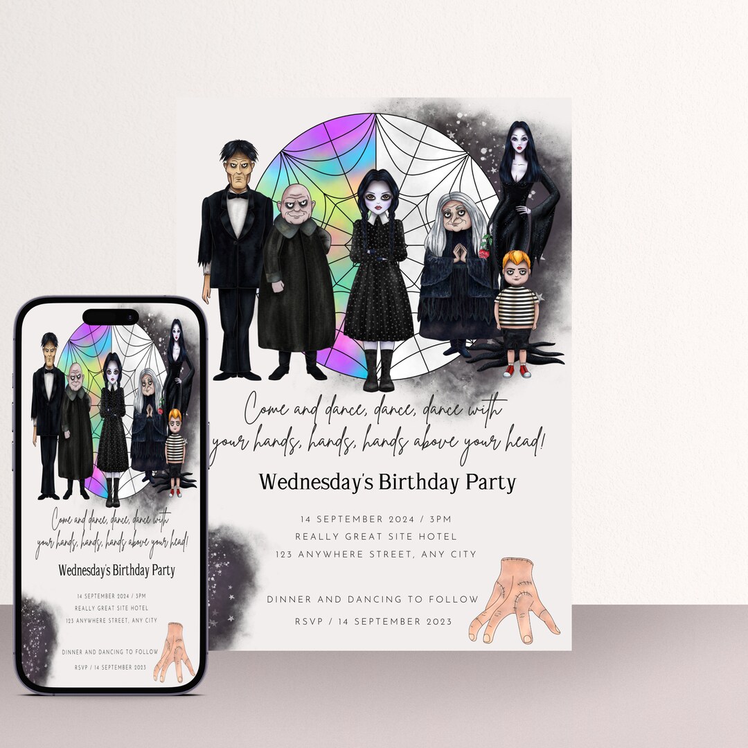 Wednesday Birthday Invitation Template Wednesday Invitation Family Wednesday Birthday Invitation Template Wednesday Invitation Family