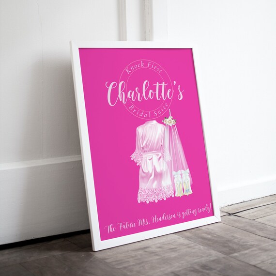 Bridal Suite Sign, Pink Dressing Room Sign, Knock First Wedding Sign, Future Bride Banner, Hot Pink Theme Signs, Instant Download, #PPP