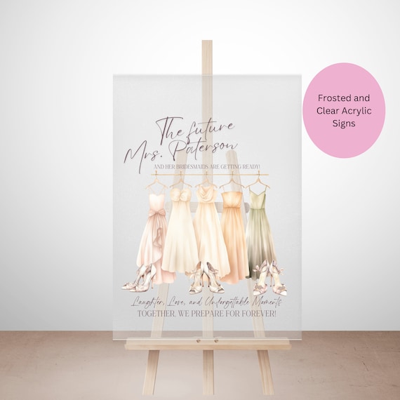 Custom Acrylic Bridal Suite Sign - Personalized Wedding Decor  Hanging Dresses, Bride & Bridesmaids Gift - Elegant Wedding Day Signage
