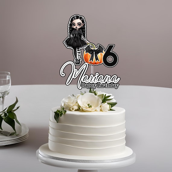 Cute Halloween Girl Birthday Cake Topper | Personalized Name & Age Spooky Birthday Decor | Custom Halloween Party Topper for Girls