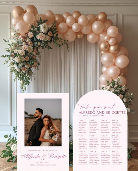 Custom Foam Wedding Welcome Sign with Photo – Half Arch or Rectangle Event Sign – Guest List, Bridal Shower, Birthday, Any Occasion