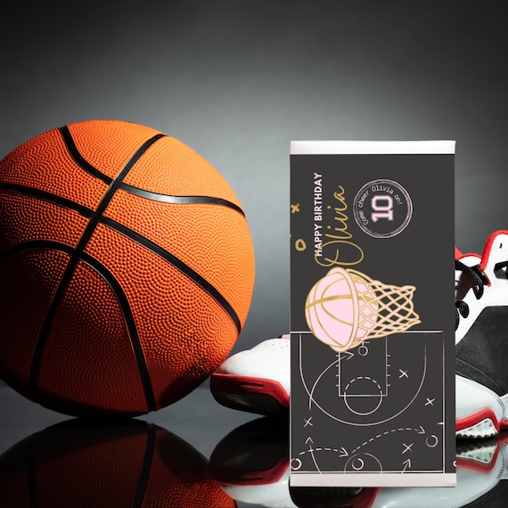 Basketball Party Chocolate Bar Label - DIY Template for Personalized Basketball Party Favors and Chocolate Wrappers, Print and Digital