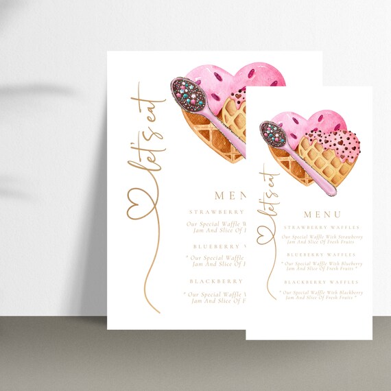 Editable Love Bridal Shower Dinner Menu Template | Wedding Love Menus| Personalized Bridal Shower Gathering Menu, Instant Download