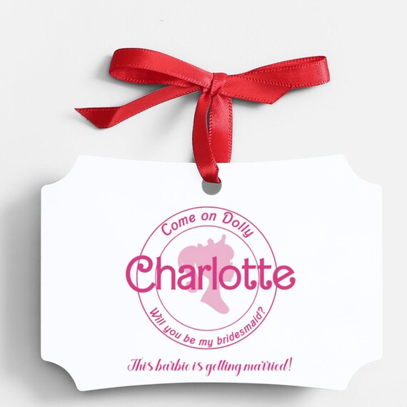 Bridesmaid Doll Proposal Ornament, Pink Wedding Proposal Gift, Personalized Maid of Honor Ornaments, This Dolly Is Getting Married, #BRB
