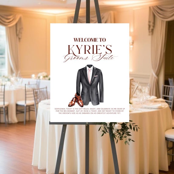 Groom & Groomsmen Wedding Suite Sign | Groom’s Dressing Room Sign | Wedding Day Getting Ready Decor | Elegant Bridal Party Suite Sign