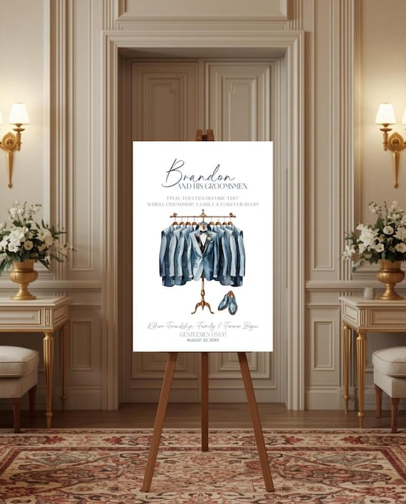 Groom Suite Welcome Sign Dusty Blue | Wedding Day Decor | Groom Getting Ready Sign | Modern Minimal Wedding Sign
