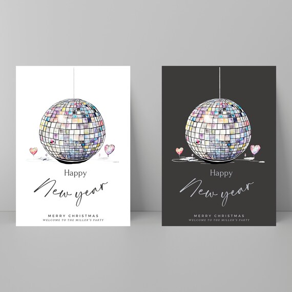 Printable New Year's Welcome Sign Template - Happy New Year Decor - DIY Party Banner - Festive New Year Ball - Welcome Party Printable