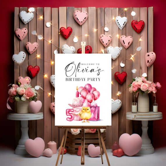 Customizable Pink Farm Birthday Welcome Sign - Barnyard Party Poster Template, Farm Animals Theme for Any Age Birthday Party Signs