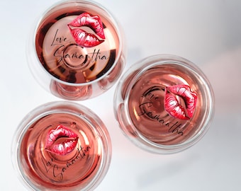 Edible Lips Cocktail Topper for Drinks and Desserts | Custom Birthday Party Garnish | Galentine&#39;s Day Decor, Topper for Girls Night Out