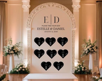 Heart Shaped Wedding Arch Welcome Sign | Custom Seating Chart Guest List Foam Board | Elegant Ceremony Signage | Personalized Wedding Decor