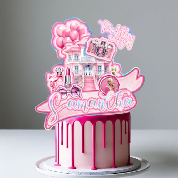 Personalized Pink 3D Photo Dollhouse Cake Topper | Custom Bridal Shower & Birthday Party Decoration | Unique Pink Doll House Decor