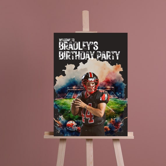 Editable Football Birthday Welcome Sign Template, DIY Printable Decor for Sports Party | Editable Football Event Sign, Digital Print